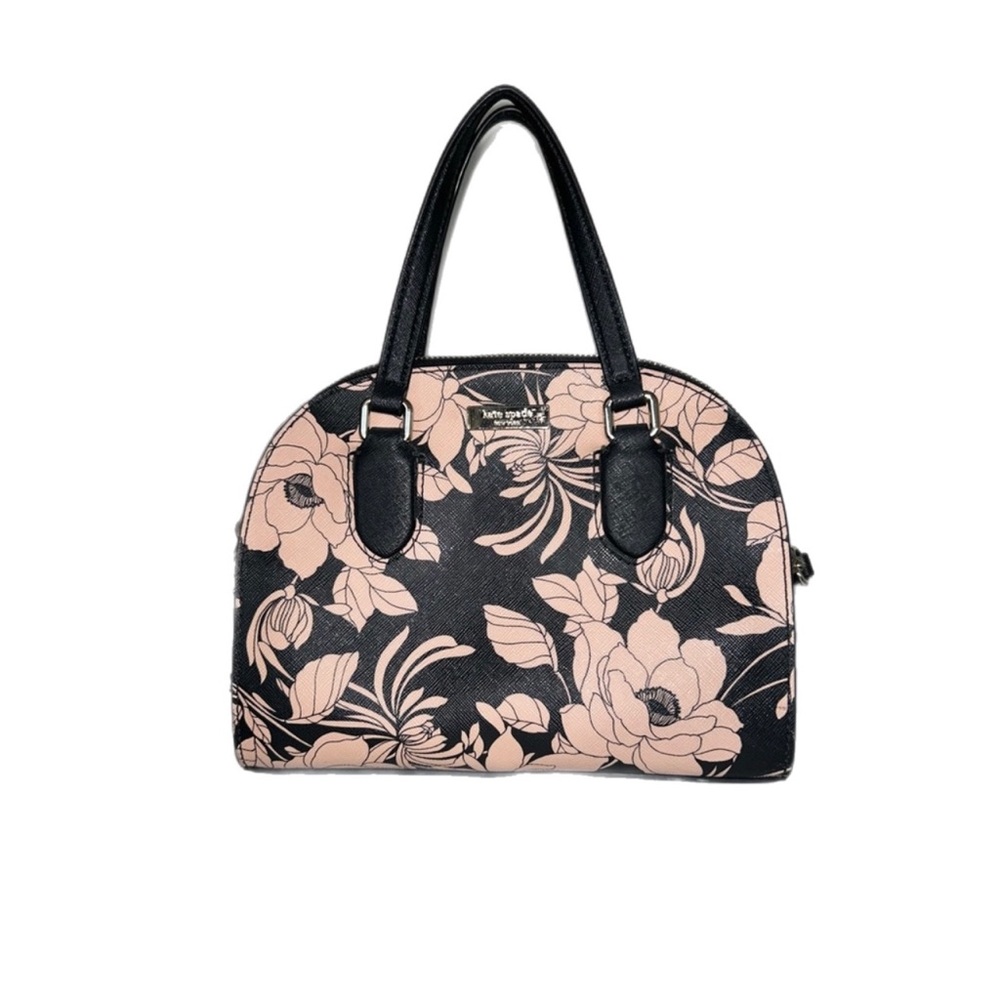 Kate Spade Laurel Way Reiley Gardenia Dome Satchel Bag Crossbody Bag pink black